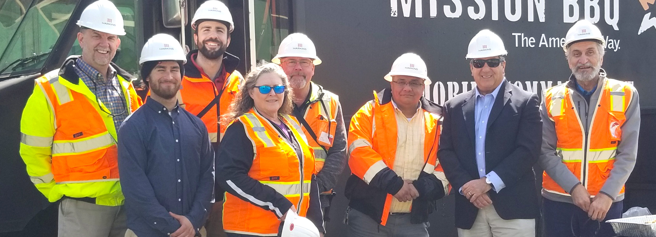 Group photo construction topping out mission bbq