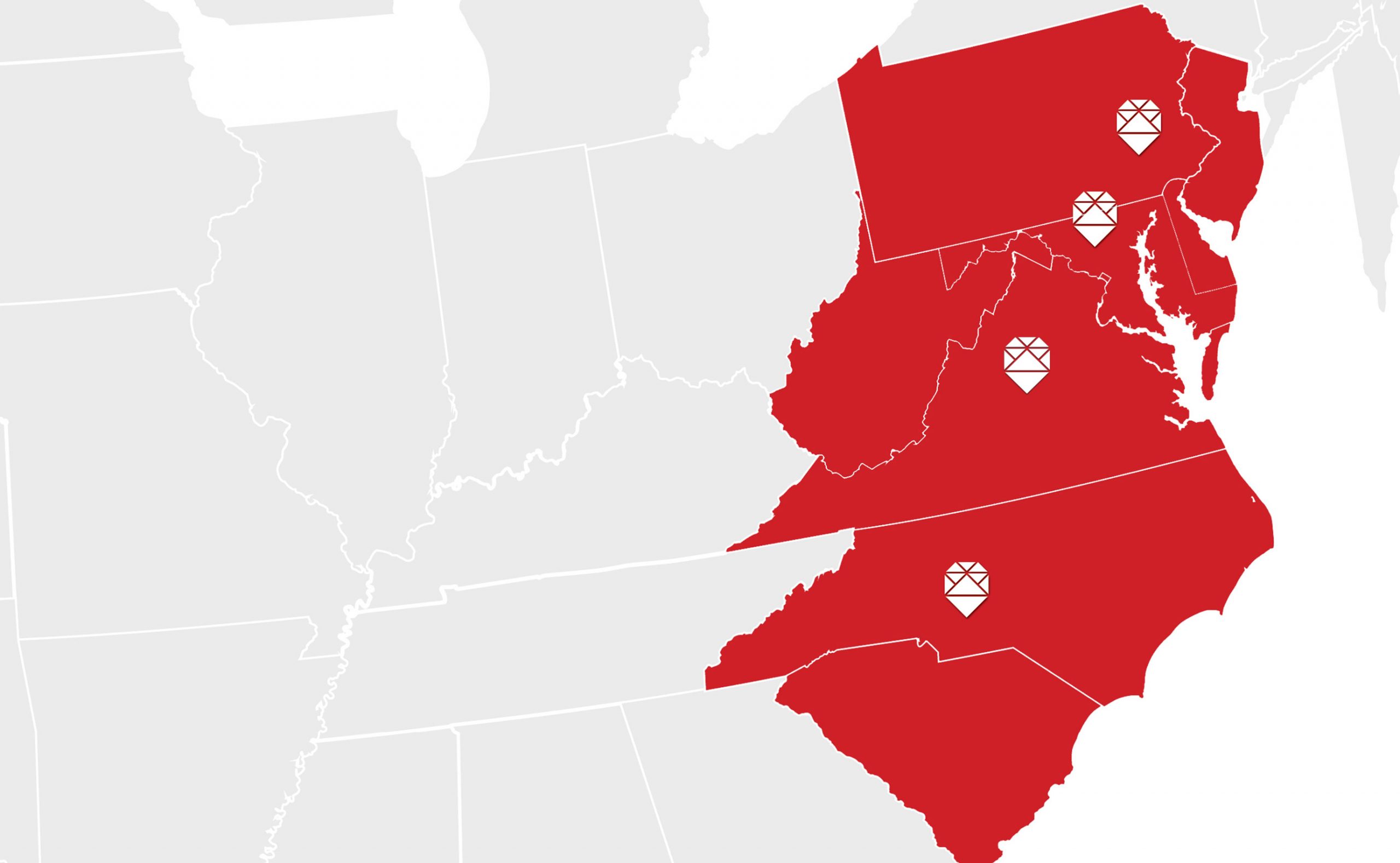 Map showing areas served by Harkins